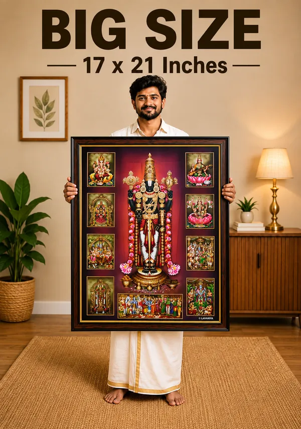 Pushpmala_Tirupati_Balaji_with_Astalakshmi_Wooden_Framed_Wall_Art