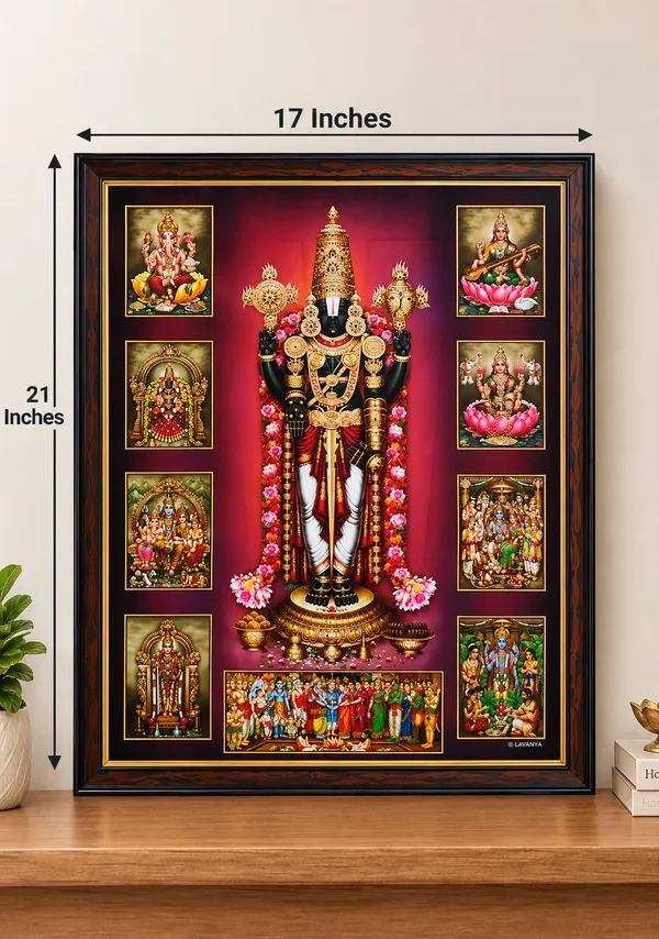 Pushpmala_Tirupati_Balaji_with_Astalakshmi_Wooden_Framed_Wall_Art