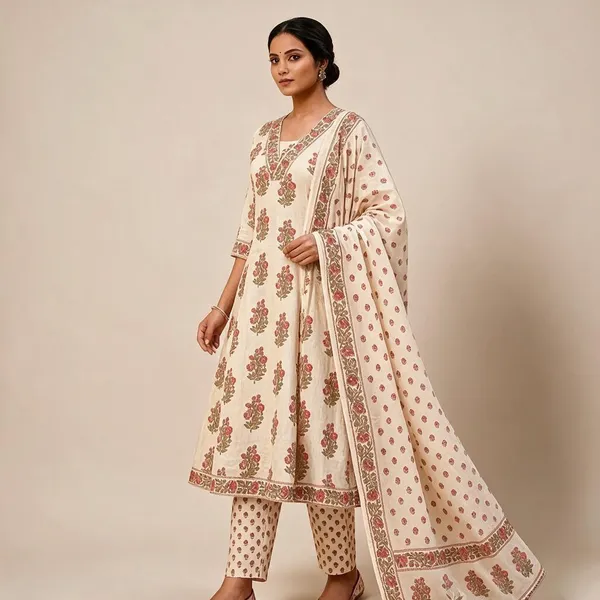 Beige_Cotton_Doriya_Straight_Printed_Kurta_Set_For_Women