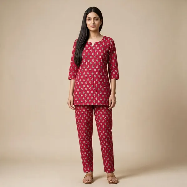 Pink_Cotton_Straight_Printed_Kurta_Pant_Set_For_Women
