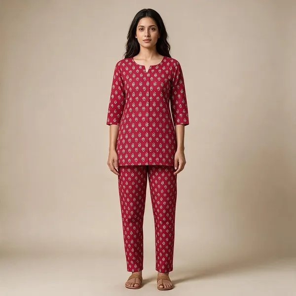 Pink_Cotton_Straight_Printed_Kurta_Pant_Set_For_Women