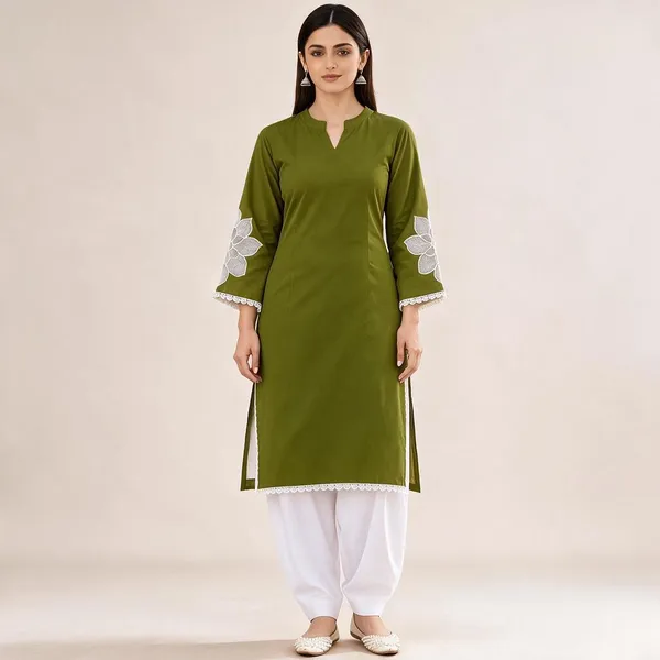 Green_Cotton_Straight_Embroidered_Kurta_Salwar_Set_For_Women