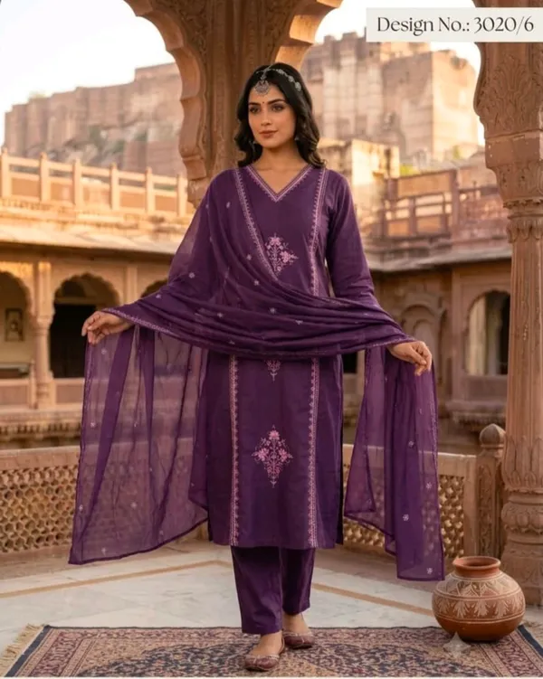 Purple_Embroidered_Kurta_Pant_Dupatta_Set_For_Women