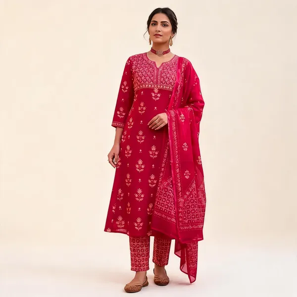 Pink_Cotton_Straight_Printed_Kurta_Set_For_Women