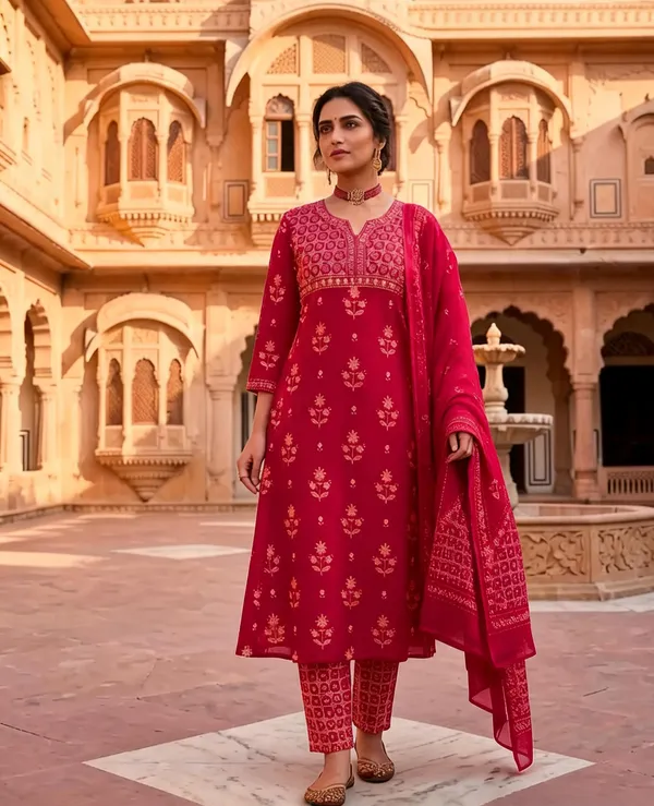 Pink_Cotton_Straight_Printed_Kurta_Set_For_Women