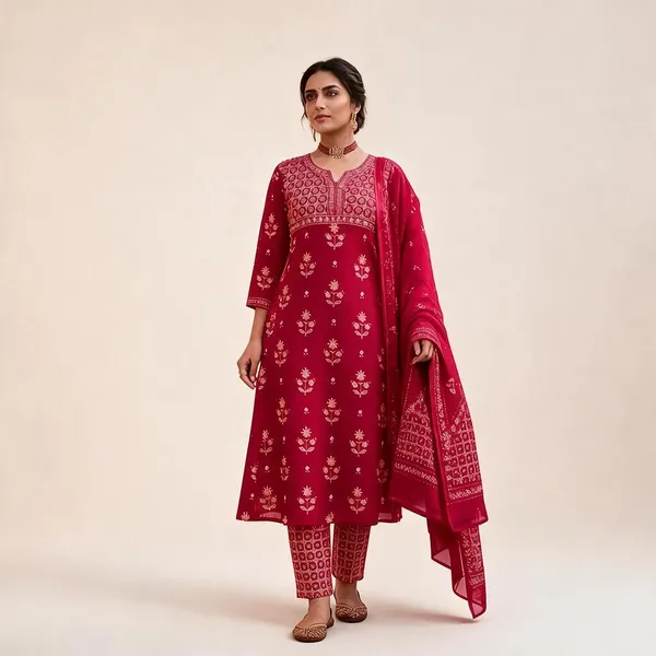 Pink_Cotton_Straight_Printed_Kurta_Set_For_Women