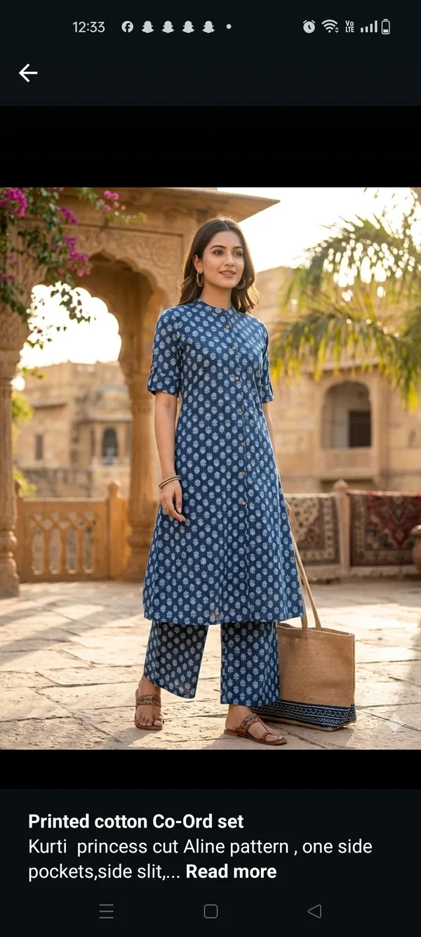 Blue_Cotton_A-Line_Kurti_Pant_Set_for_Women
