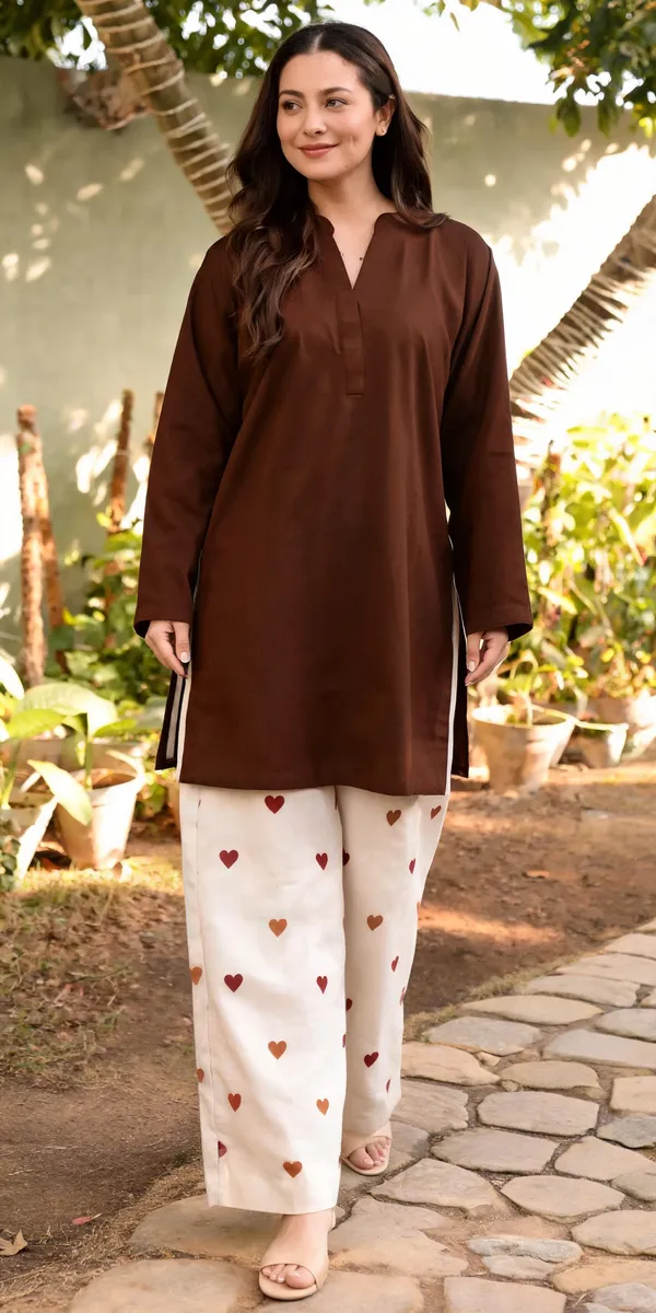 Brown_Cotton_Straight_Kurta_With_Printed_Palazzo_Pants_For_Women