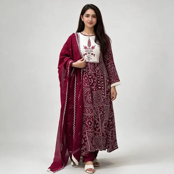 Maroon_Cotton_Flared_Printed_Anarkali_Suit_Set_For_Women