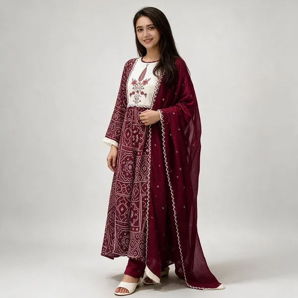 Maroon_Cotton_Flared_Printed_Anarkali_Suit_Set_For_Women