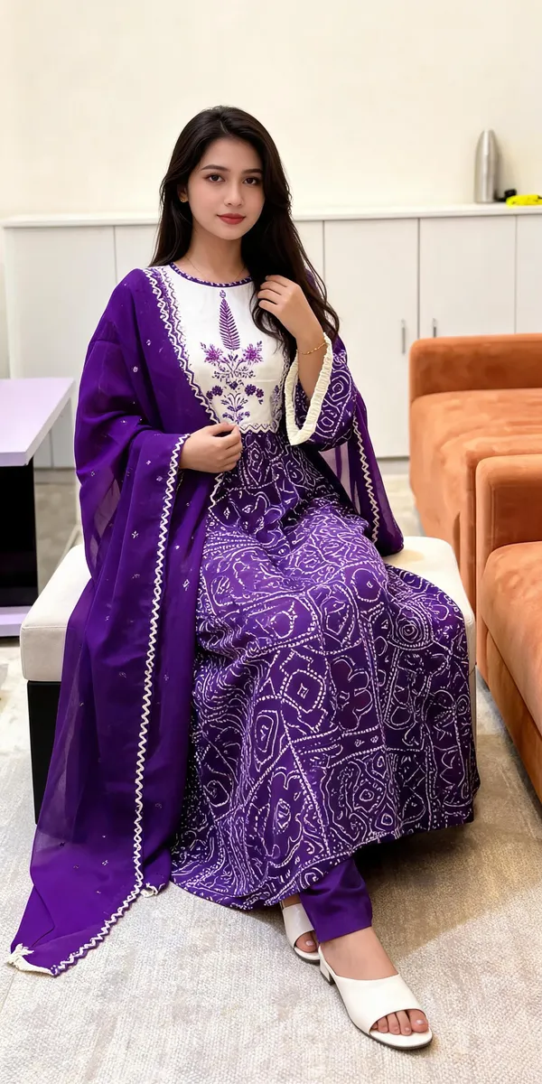 Purple_Cotton_Flared_Printed_Anarkali_Suit_Set_For_Women