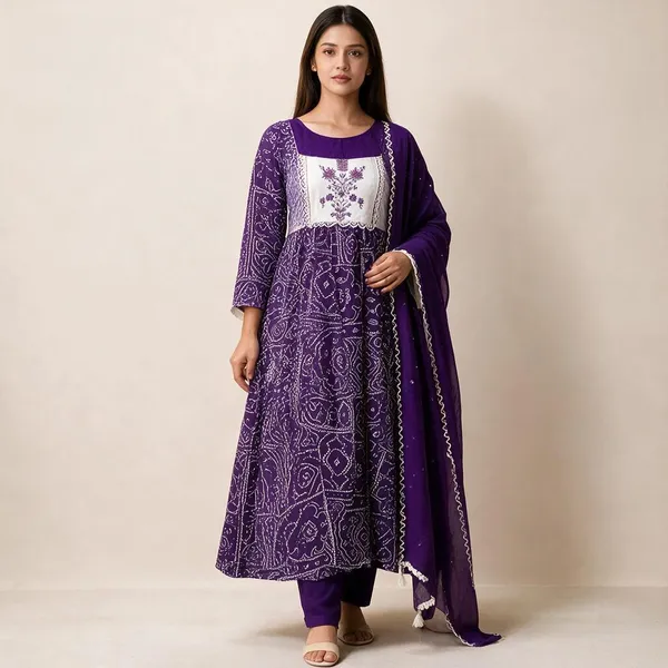 Purple_Cotton_Flared_Printed_Anarkali_Suit_Set_For_Women