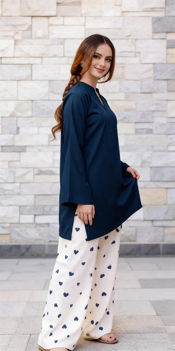 Navy_Blue_Cotton_Flared_Sleeve_Straight_Kurta_Set_For_Women