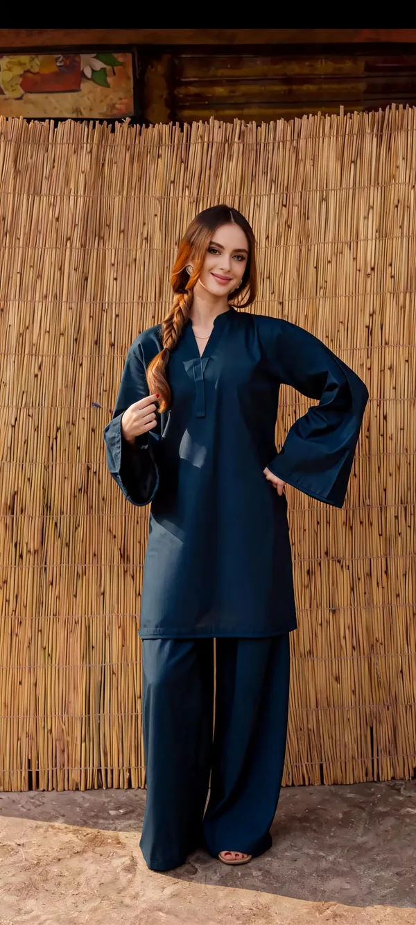 Navy_Blue_Cotton_Flared_Sleeve_Straight_Kurta_Set_For_Women