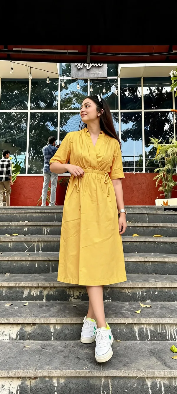 Yellow_Cotton_Relaxed_Casual_Midi_Dress_For_Women