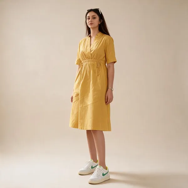 Yellow_Cotton_Relaxed_Casual_Midi_Dress_For_Women