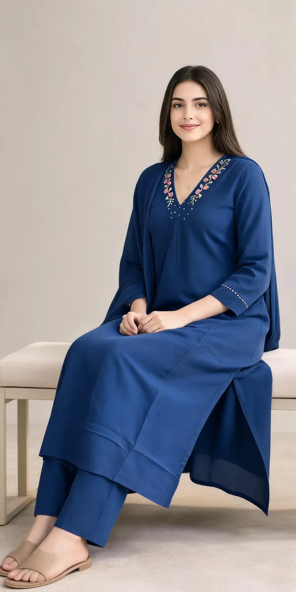 Blue_Cotton_Straight_Fit_Embroidered_Kurta_Set_For_Women