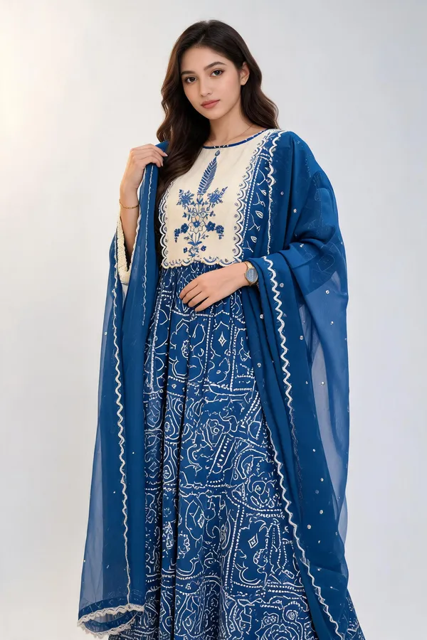 Blue_Cotton_Flared_Anarkali_Suit_Set_For_Women