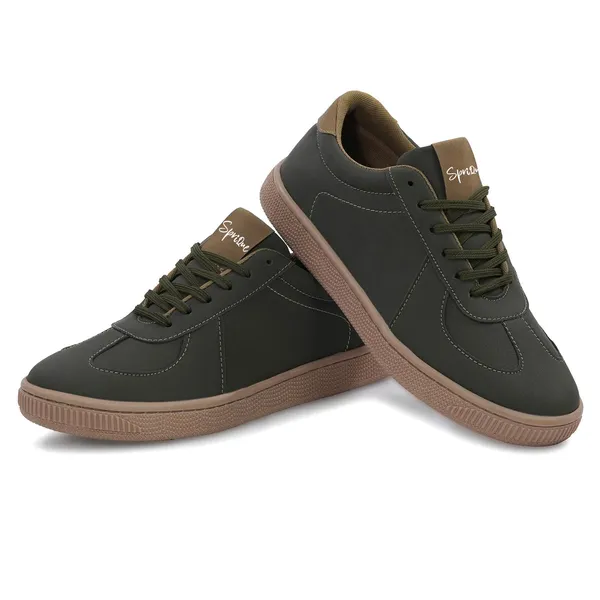Men_S_Olive_Green_Casual_Lace_Up_Sneakers_With_Tan_Sole