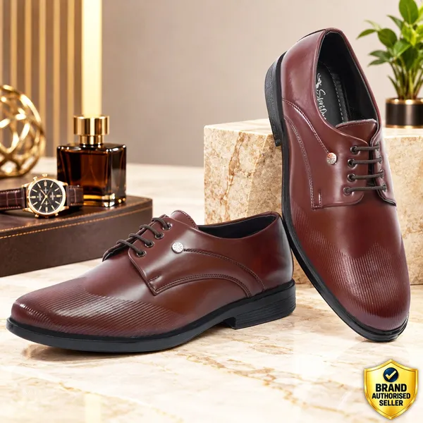 Men_S_Premium_Brown_Glossy_Formal_Lace_Up_Shoes_With_Textured_Toe_For_Office_Party_Wear
