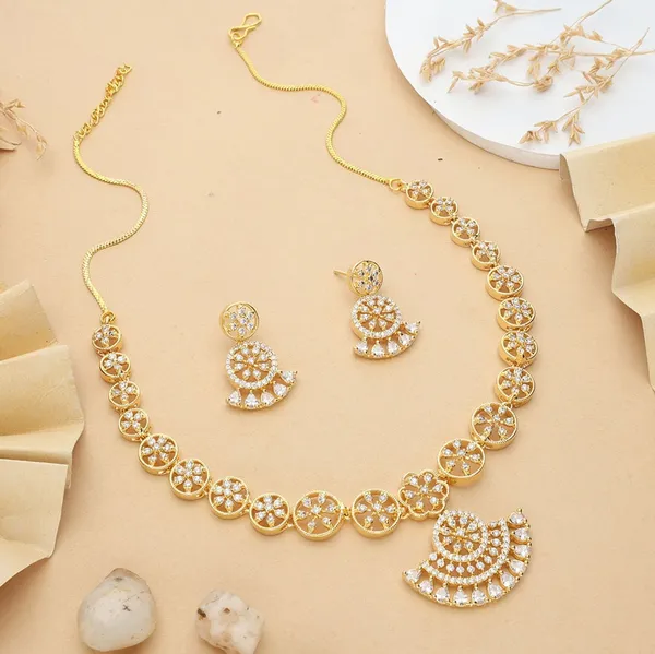 Gold_Tone_Necklace_Earrings_And_Maang_Tikka_Set_for_Women