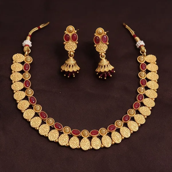 Gold_Brass_Red_Stone_Traditional_Necklace_Set_For_Women