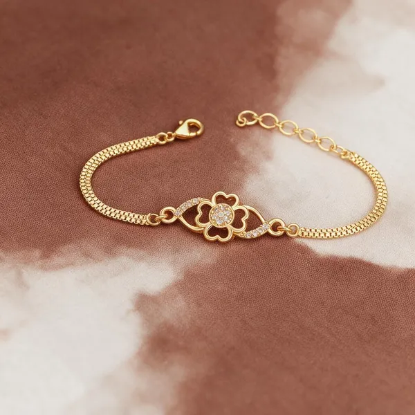 Gold_Brass_Floral_Stone_Chain_Bracelet_For_Women