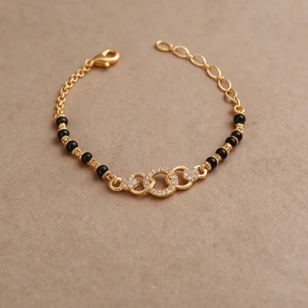 Gold_Brass_Black_Beaded_Circular_Bracelet_For_Women