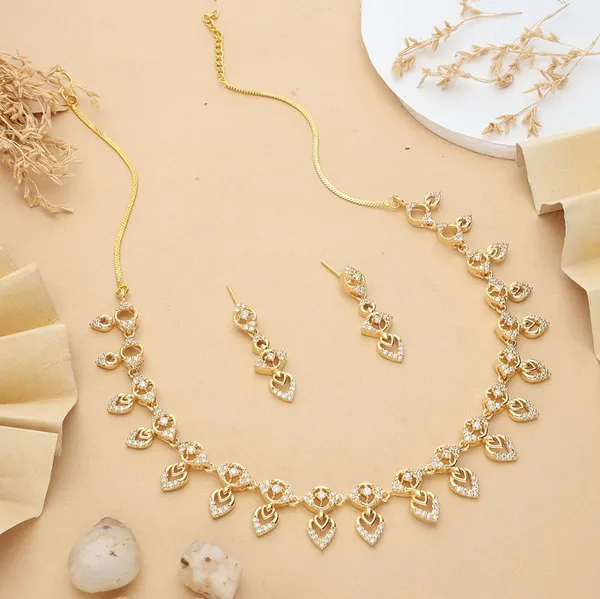 Gold_Tone_Necklace_And_Earrings_Set_For_Women