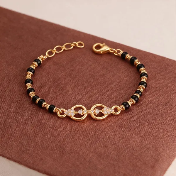 Gold_Brass_Black_Bead_Interlinked_Bracelet_For_Women