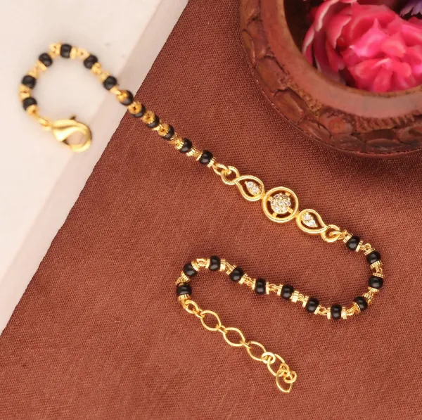 Gold_Tone_Black_Bead_Mangalsutra_Necklace_And_Bracelet_Set