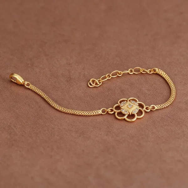 Gold_Brass_Floral_Chain_Bracelet_For_Women