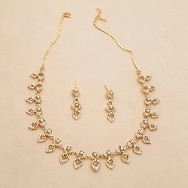Gold_Brass_Heart_Teardrop_Necklace_And_Earrings_Set_For_Women