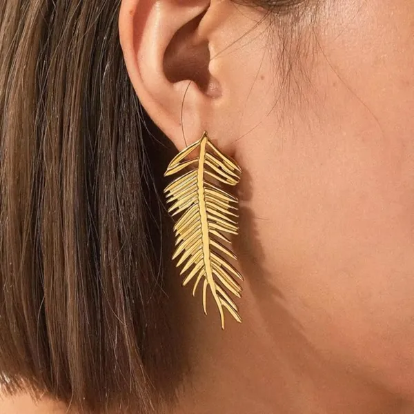 Gold_Tone_Leaf_Drop_Earrings_For_Women