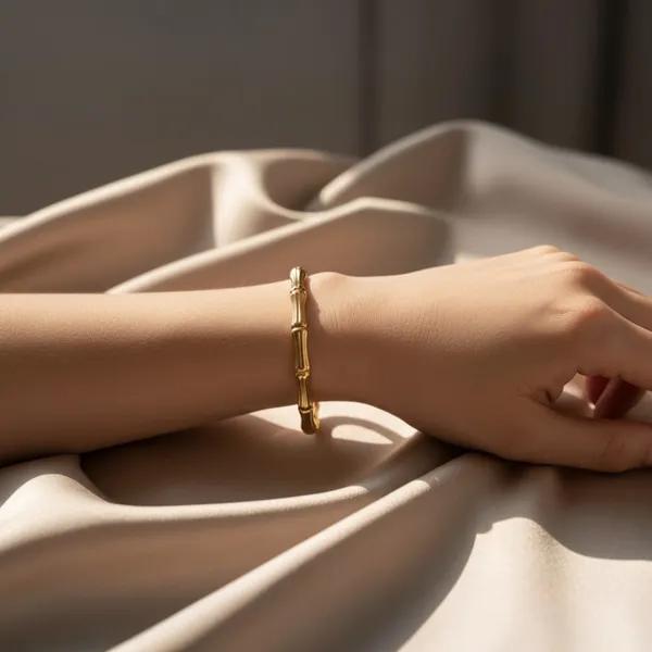 Gold_Stainless_Steel_Bamboo_Segment_Bangle_Bracelet_For_Women