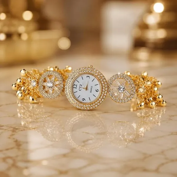 Gold_Tone_Stone_Studded_Bracelet_Watch_For_Women