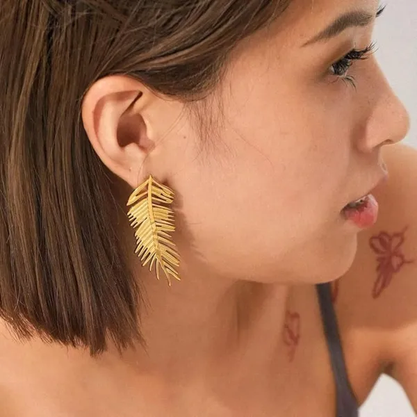Gold_Tone_Leaf_Drop_Earrings_For_Women