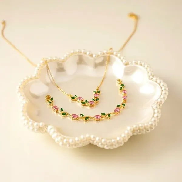 Gold_Stainless_Steel_Floral_Pendant_Necklace_And_Bracelet_Set_For_Women