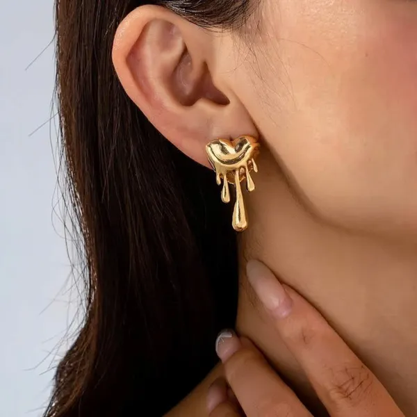 Gold_Stainless_Steel_Dripping_Heart_Earrings_For_Women_Pack_Of_2