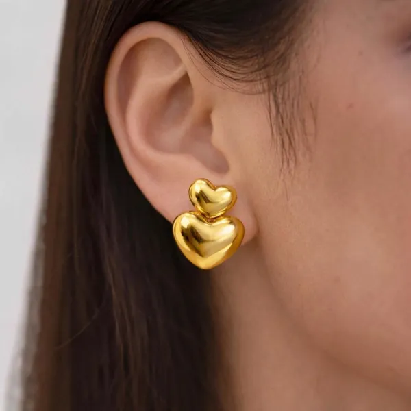 Gold_Tone_Puffed_Heart_Stud_Earrings_For_Women