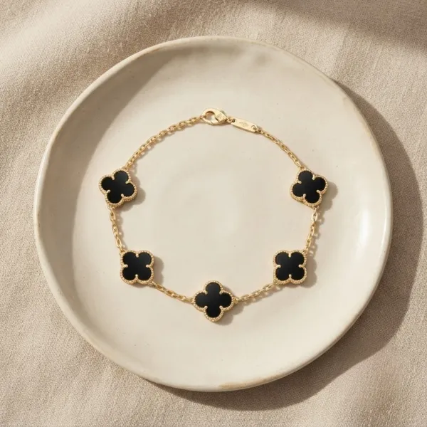 Gold_And_Black_Stainless_Steel_Clover_Charm_Chain_Bracelet_For_Women_Pack_Of_2