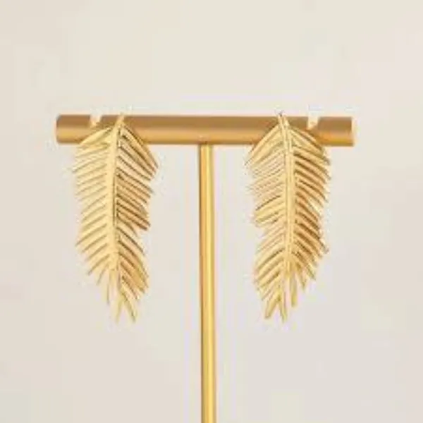 Gold_Tone_Leaf_Drop_Earrings_For_Women