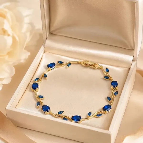 Gold_And_Blue_Stainless_Steel_Bracelet_For_Women