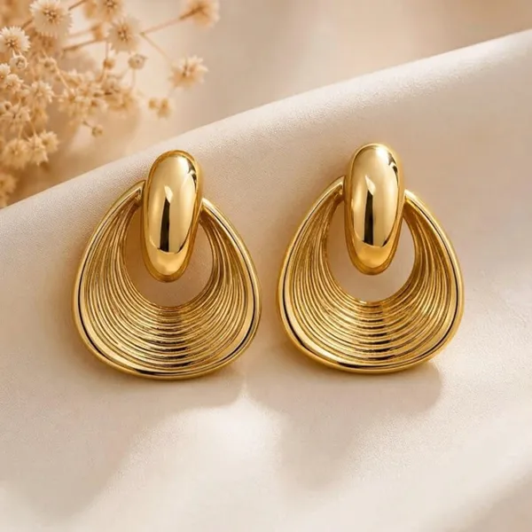 Gold_Stainless_Steel_Concentric_Textu_Drop_Earrings_For_Women_Pack_Of_2