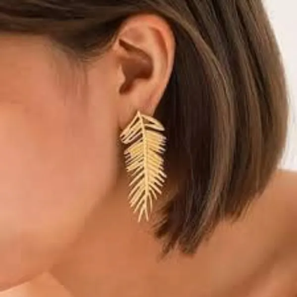 Gold_Tone_Leaf_Drop_Earrings_For_Women
