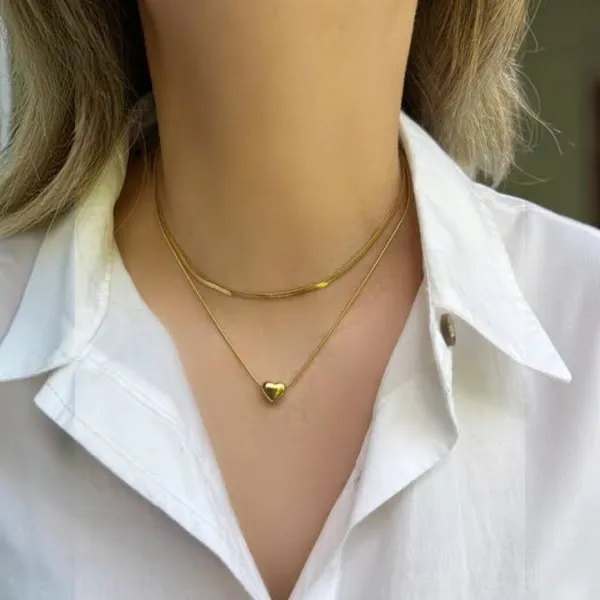 Gold_Stainless_Steel_Layer_Heart_Pendant_Necklace_For_Women