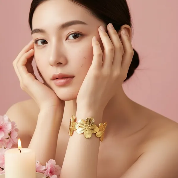Gold_Stainless_Steel_Floral_Cuff_Bracelet_For_Women_Pack_Of_2