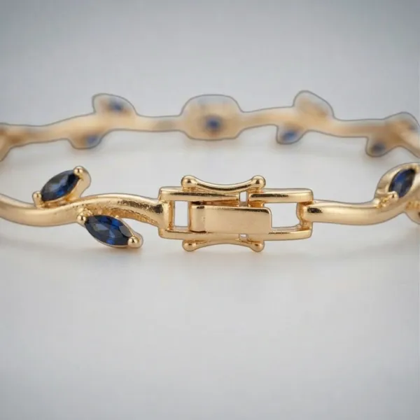 Gold_And_Blue_Stainless_Steel_Bracelet_For_Women