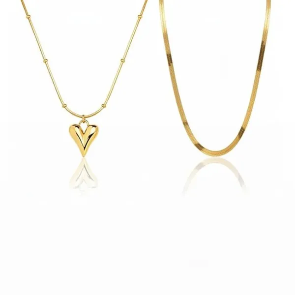 Gold_Stainless_Steel_Layer_Heart_Pendant_Necklace_Set_For_Women