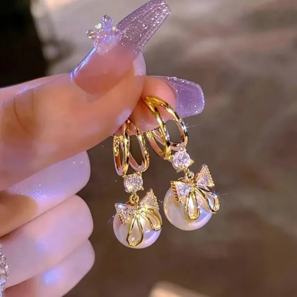 Gold_Stainless_Steel_Bow_Pearl_Drop_Earrings_For_Women_Pack_Of_2